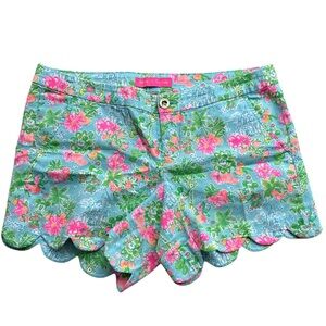 Lilly Pulitzer Disney Buttercup Scalloped Shorts Blue Ibiza Size 10